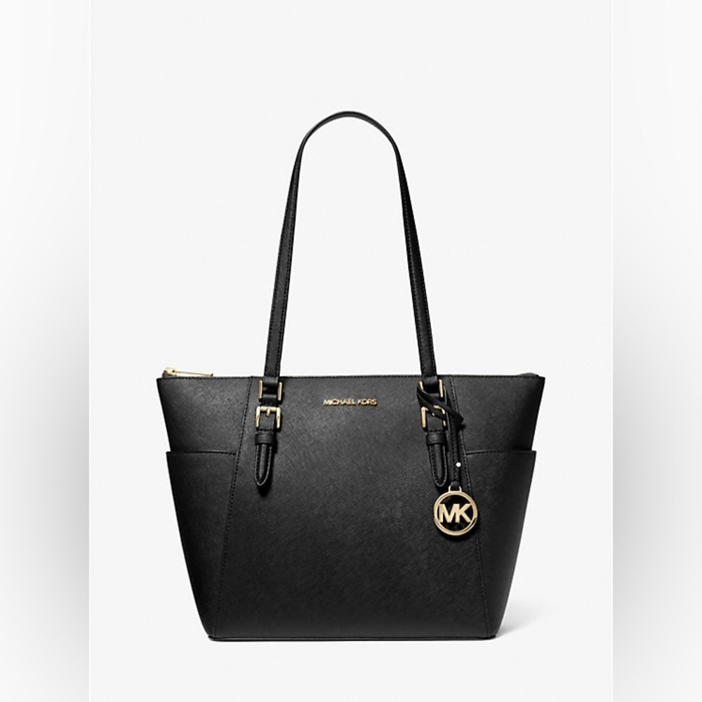 Michael Kors Charlotte Large Saffiano Leather Top-Zip Tote Bag Used